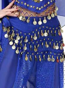 1pc Women's Sequins Fringe Dance Skirts, Belly Dance Fringe Hip Scarf Belts, Women's Glitter Sequins Tassel Skirts, Stage Performance Costume Summer, School