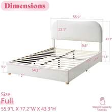 Bouclé Upholstered Platform Bed With Curved Headboard, Soft Rounded Corners & Noise-Free Design – Easy Assembly - Kem - Xem 2