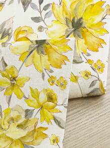 1pc Linen Table Runner With Yellow Flowers And Grey Leaves, Floral Gift Design Table Cloth, Suitable For Home, Restaurant And Dining Room, Table Decoration, Home Decor, Indoor And Outdoor Party Supplies - Multicolor - View 5