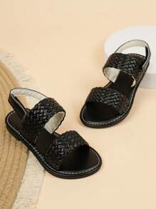 Dép xỏ ngón dệt thoải mái thời trang cho trẻ em, Dép đi biển cho trẻ em, Dép đi bộ ngoài trời cho trẻ em - màu đen - Xem 2