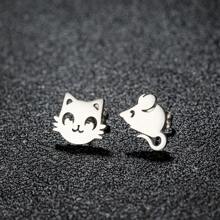 12 pares de sencillos pendientes con diseños de mascotas, pendientes de acero inoxidable con diseños de gatos y perros, joyería mixta para uso diario y como regalo