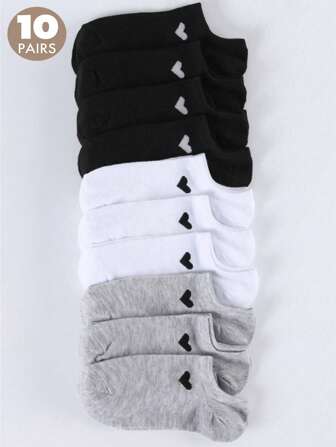 3pxs/6pcs/10pcs 纯色男女通用日常必备袜子 - 多色、舒适、透气、低帮休闲袜、隐形袜、男女皆宜、柔软、吸湿排汗、适合日常穿着、健身、办公室 - 经典设计，适合所有季节和节假日