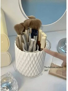 化妆刷架，360°旋转化妆刷收纳盒，5 槽塑料旋转铅笔收纳盒，梳妆台化妆品展示容器，浴室桌口红美容工具，梳子简约风格赋予这款旋转收纳盒多功能外观，可与任何办公室、家庭或学校装饰相结合。