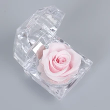 Boîte à bague rose éternelle en 9 couleurs | Bijou de fleur préservée, cadeau pour les mariages, la Saint-Valentin et les souvenirs de mariée (boîte-cadeau de luxe), plantes artificielles