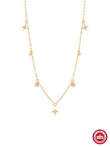 1 件 S925 纯银北极星锆石吊坠项链女士约会精美珠宝