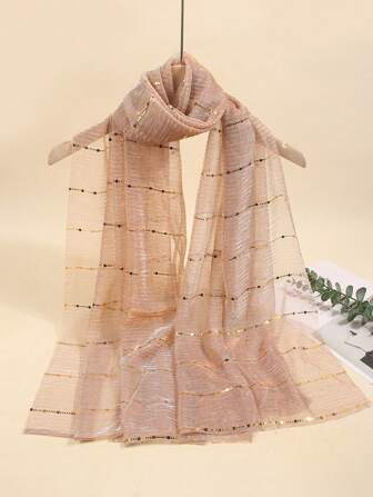 1 件轻盈优雅印花丝质围巾户外防晒护颈小纱围巾春秋季雪纺围巾四季适用