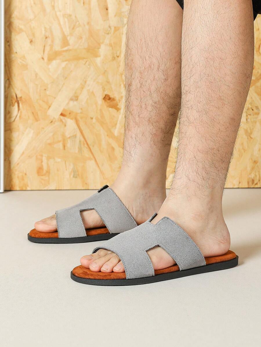 Men's 2025 Spring/Summer New Personalized Fashion Soft Bottom Non-Slip Slides, Casual Indoor Slippers In Large Size 43-45