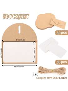 20/30/50 件牛皮纸信封套装，心形迷你信封配黄麻绳和 30/50 张空白卡片，适用于 DIY、礼品卡、办公室信封、婚礼请柬、节日贺卡、感谢信（10 X 6 厘米） - 棕色 - 查看 5