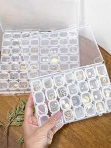 1pc Transparent Portable Jewelry Storage Box, Necklace Earrings Rings Anti-Oxidation Detachable Organizer Container, Accessories Case