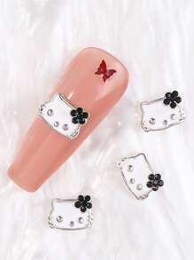 Sanrio 30pcs 3D Alloy Kitty Cat Kawaii Nail Designer Charm,30PCS Cute Kitty Cat Cartoon Nail Art Crystal Rhinestone DIY Metal Nail Stone,Nail Charm Gifts For Women Girls