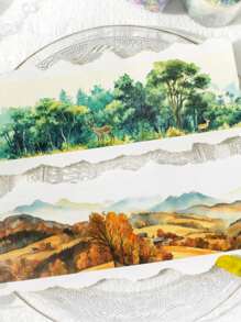 1 Rollo de cinta decorativa con temática de paisaje de Glitter Crepuscular PET, Serie de escenas de montañas y mares para scrapbooking y manualidades, para todas las estaciones