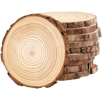 2Pcs Natural Wood Slices For Centerpieces 5.1-5.5 Inch Unfinished Wood Rounds With Bark Wooden Circles For Crafts, Tree Slices For DIY Arts Crafts Rustic Wedding Decorations Valentines Orname