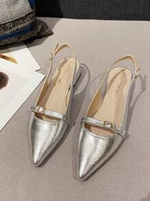 Chaussures plates à bride et talon épais à bout pointu minimaliste à la mode pour femmes