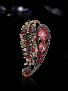 Spilla vintage a forma di foglia traforata e con strass, accessori per abiti da donna, spilla per vestiti, per feste, banchetti e regali