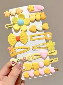 14pcs Kids Princess Cartoon Bow Hair Clips, Cute High-Quality Butterfly Hair Clips For Girls, No Card Paper Packaging