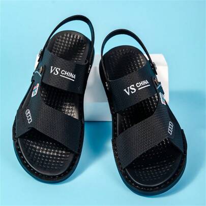 Men's Breathable Leather Sandals, Soft Sole Casual Work Shoes, Anti-Slip Summer Beach Shoes