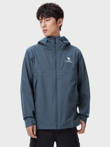 CAMEL CROWN Men's Outdoor Jacket, Single Layer Hard Shell Jacket, Professional Pressing Rubber Waterproof Windproof Outdoor Hiking Mountaineering Clothing Jacket - Dark Blue - View 2