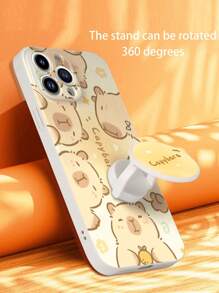 1 st. Wit TPU Cartoon Peer Patroon Anti-Drop Telefoonhoesje En 1 st. Cartoon Peer Patroon PC 360° Draaibare Opvouwbare Standaard