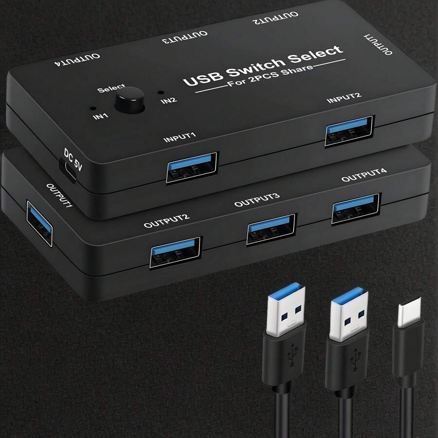 USB Switch Selector 2 Computers Sharing 4 USB Devices USB 2.0 ...