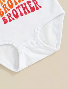 Fashionable Big Sister Little Brother Outfits: Short Sleeve Girl T-Shirt + Cozy Newborn Boy Romper Set Matching Clothes For Dynamic Duo Adventures - 粉色 - 查看 7