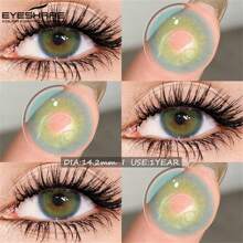 EYESHARE 1 对/2 件彩色隐形眼镜，自然棕色眼镜片，彩色化妆品绿色美瞳，年度使用灰色眼妆镜片，14.2 毫米万圣节服装角色扮演 - 年拋 - 查看 12