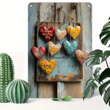 1 件质朴铝金属标牌，带悬挂心形图案 - “我为你感到超级兴奋” - 多功能室内/室外墙壁装饰，适用于家庭、厨房、农舍 - 20.32x30.48 厘米 英文文字