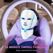 7色LED光疗面膜，面部及颈部护理工具 - USB充电，1200mAh锂电池，无线放松，适合所有肤质 | 时尚设计 | 适合作为节日礼物。 - 白色 - 查看 6