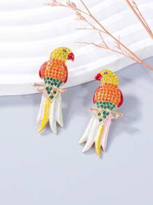 juran 1 par de pendientes brillantes con forma de pájaro, minimalistas y elegantes para uso casual