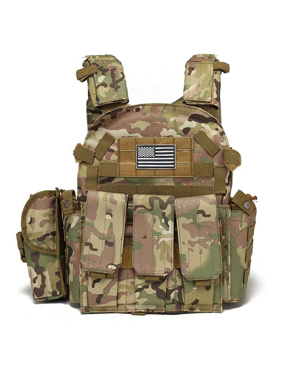 Multi-Accessories Bag + 3-In-1 Equipment Bag Hunting Vest, Gift US Flag, Made Of Waterproof, Abrasion-Resistant, Tear-Resistant Material, Training Vest Suitable For Hunting, Training, Outdoor Survival And Various Outdoor Scenarios