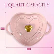Local Warehouse Paris Hilton Enameled Cast Iron Dutch Oven Heart-Shaped Pot With Lid, Dual Handles, Works On All Stovetops, Oven Safe To 500 ° F, 2-Quart, Pink - 粉色 - 查看 8