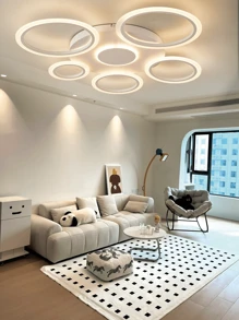 1 Stück 220V LED dimmbare Acryl Deckenventilatorleuchte, geeignet für Wohnzimmer, Esszimmer, Schlafzimmer, Arbeitszimmer, Hotels, Raumdekorationsbeleuchtung und andere dekorative Pendelleuchten. Weiß/Schwarz
