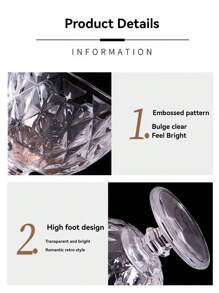 2 件北欧风格大容量优质冰淇淋玻璃碗，创意高脚饮料杯，透明鸡尾酒杯，酒杯，高档沙拉碗，砖纹设计