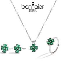 Anillo ajustable de trébol de cuatro hojas del Día de San Patricio para mujer, en plata de ley 925, anillo de moda con circonita talla cuadrada, plata de baja alergenicidad, peso de 1.7g