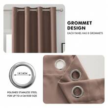 Ystyle Curtains Set Of 2, Thermal Curtain Cold Protection, Outdoor Curtain Weatherproof With Eyelets, Blackout Curtain, Opaque Curtains, Curtains Living Room, Thermal Curtain Heat Protection - 酒紅色 - 查看 6