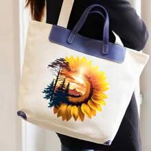 Sunflower Double Exposure Thermal Transfer Brand Fashion Men & Women Popular Style Heat Vinyl Transfer Print Patches, Suitable For Clothing, Backpacks, Hats, Pillows, DIY