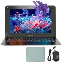 TOPOSH Mini portátil de 10,1 pulgadas para niños, estudiantes, viajes, portátil para niños, 8 GB de RAM, 128 GB de SSD expandible, compatible con Win 10, CPU Intel Celeron N4000, WiFi y Bluetooth, portátil rosa - Tipo de Enchufe A USA (110-127V) - Ver 3