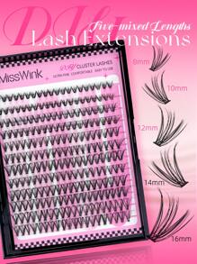 Miss Wink 240 件 30D 超柔软新工艺 0.05 毫米 D 卷曲轻松 DIY 手动睫毛延长自然蓬松柔软贴合双眼 12 排 8-16 毫米混合卡通睫毛适合派对使用，也是送给女性或女孩的一份很棒的礼物 - D - 查看 3