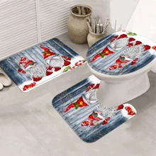 1pc/4PCs Christmas Dwarf Curtain Shower Curtain Decoration, Beautiful Housewarming Gift Modern Home Decoration, Waterproof Shower Curtain And Toilet Floor Mat Three-Piece Set Comes With 12 Shower Curtain Hooks Home Bathroom Decor Fall Decor Bathroom Accessories Back To School