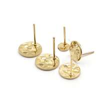 10 件不对称纹理不锈钢金耳环柱带环，手工制作 DIY 耳环配件