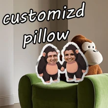 Customizable Cartoon Gorilla Face Pillow, Personalized Photo Pillow, DIY Customized Cushion, Unique And Cute Gift For Mom/Her/Girlfriend/Wife/Family/Friends, Suitable For Anniversaries, Valentine's Day, Mother's Day, Birthdays, Graduation Ceremonies, Weddings, Christmas, Home Decor, Suitable For Sofas, Beds, Cars, Tea Rooms, Bedrooms, Living Rooms Decoration - Template 1 - View 2