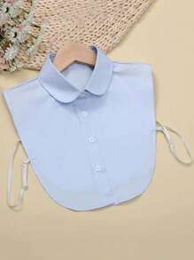 1pc Women's Detachable Solid Color Pointed Collar Sweater Decoration Shirt, Versatile For Daily Wear, All Season For Dress For Christmas Decor - Multicolor - View 16