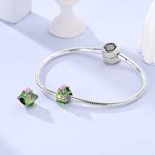 1 Pc Sliver Color Fine Pink Purple Enamel Zirconia Lady Rose Camellia Flower Perfume Bottle Nail Polish High Heel Shoes Dress Scissors Tape Measure Charms Fit Original Bracelet Necklace Pendant Beads For Diy Jewelry Making Women Girl Party Jewelry Gift For Friends