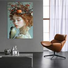 Wall Picture Bedroom, Red-Haired Woman With An Apple On Her Head Abstract Girl Canvas Wall Pictures (Girls, With Frame), Suitable For Living Rooms, Bedrooms, Offices, Cafes - Perfect Gift For Family And Friends (Red) - Red - View 4