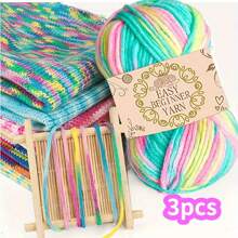 3 Bundles 5-Ply Gradient Color Acrylic & Wool Blended Yarn, Suitable For DIY Crochet And Knitting Sweaters, Scarves, Hats, 50g*3