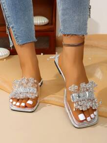 Women's Shimmering Sequin Embellished Flat Slippers, Lightweight Casual Summer Beach Sandals