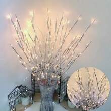 1pc Slivery Warm Luminous Birch Branch Decorative Light. Battery Powered Simulated Artificial Branches For Indoor, Wedding, Party, Home Decoration Festivals