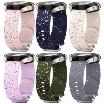 Correas compatibles con Samsung Galaxy Watch 7/ FE/ 6/5/ 4/ Active 2 de 40mm y 44mm/ 5 Pro de 45mm/ Watch 6/4 Classic de 43mm, 47mm, 42mm y 46mm, de 20mm de silicona suave para reemplazo de la correa de reloj para mujeres