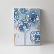 1pc Canvas Print Art Fashion Blue Disco Party Poster Picture Print Craft Canvas Decor Framed Ready To Hang.