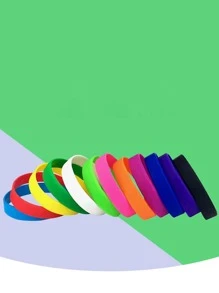 15件/5件/1件夏季男女糖果色硅胶腕带，适用于音乐会、电子音乐活动、运动场所、沙滩派对、时尚服饰，多种颜色可供选择