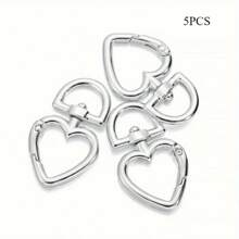5件装旋转扣心形圆形弹簧开口环钥匙圈 DIY钥匙链 手提包吊坠连接扣配件